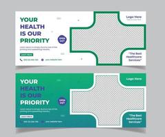 Medical and healthcare web banner and social media post banner template design vector