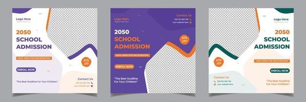 Kids School Admission Professional Square Flyer Social Media Post Template Design vector