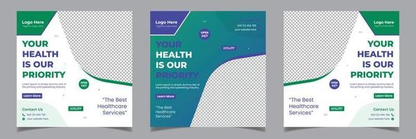 Medical Healthcare Corporate Business Square Flyer Social Media Post Template Design vector