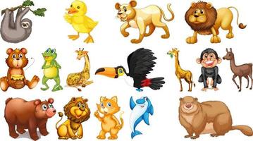 Wild animals on white background vector