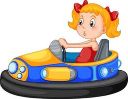 A girl riding bumper car cartoon vector