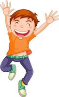 Happy boy jumping cartoon character vector