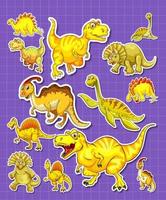 Sticker set of different dinosaur cartoon characters vector