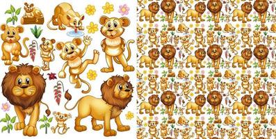 Cute animals cartoon seamless background vector