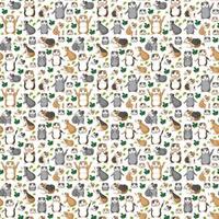 Cute animals cartoon seamless background vector