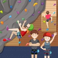 Indoor rock climbing gym vector