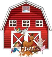 Farming theme with many animals vector