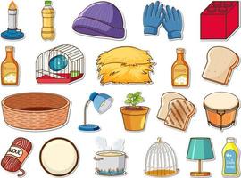 Sticker set of mixed daily objects vector