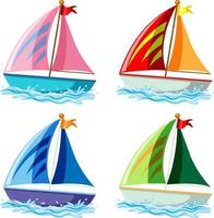 Set of sailboats in different colours vector