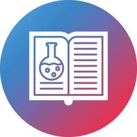 icono de fondo de gradiente de círculo de glifo de libro abierto de química vector