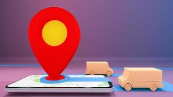 Online mobile application order transportation service.,Delivery concept.,3D rendering. photo