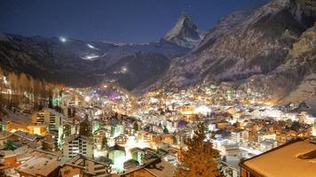 Swiss Town Zermat Night Photo