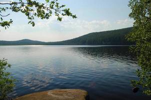 beautiful lake in the forest on a sunny day. photo