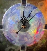 Homemade clock, art in glass photo