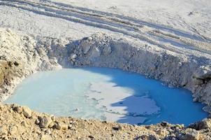 water in white limestone quarry photo