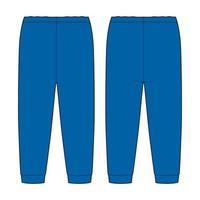 Children's pajamas pants technical sketch. KIds home wear trousers design template isolated. Bright blue color.