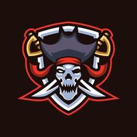 logotipo de esports de piratas del cráneo vector