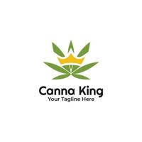 logotipo de cannabis king, inspiración de diseño de cannabis de hoja de corona vector