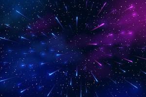 Horizontal space background with realistic nebula, stardust and stars. Night sky. Web design. Infinite universe. Vector illustration of galaxy. Concept of web banner