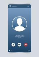 Mobile video chat interface. User web video call window. Concept of social media, remote communication, video content. Modern vector illustration.