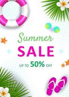 Summer sale background layout for banners, Wallpaper, flyers, invitations, posters, brochure, discount coupon. Summer sale vector poster with 50 discount. Vector illustration.