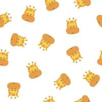 Seamless pattern of cute hand drawn sleeping giraffe. Cartoon zoo. Vector illustration. Animal for the design of children's products in scandinavian style.