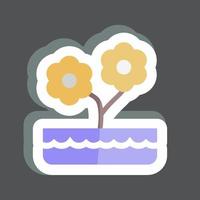 Sticker Flower Pot. suitable for garden symbol. simple design editable. design template vector. simple symbol illustration vector