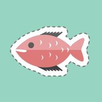 Sticker line cut Fish. suitable for Sea symbol. simple design editable. design template vector. simple symbol illustration vector