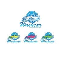 wash car logo set vector