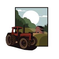 old tractor farmer vector
