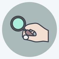 Icon Holding Magnifier. suitable for Hand Actions symbol. color mate style. simple design editable. design template vector. simple symbol illustration vector