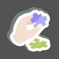 Sticker Holding Puzzle Piece. suitable for Hand Actions symbol. simple design editable. design template vector. simple symbol illustration vector