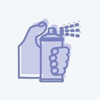 icono que sostiene la botella de spray. adecuado para el símbolo de acciones manuales. estilo de dos tonos. diseño simple editable. vector de plantilla de diseño. ilustración de símbolo simple