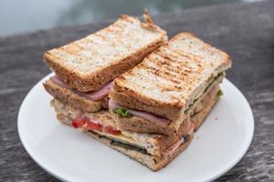 Club sandwich on dish photo