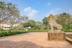 Cambodia style Lion statue in siem reap park photo
