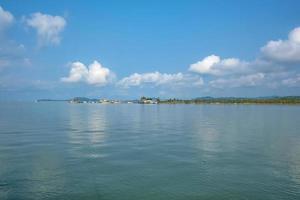 Tropical Idyllic ocean Blue sky in vacation time,Holiday on the beach,Summer concept.Koh mak island trat Thailand photo