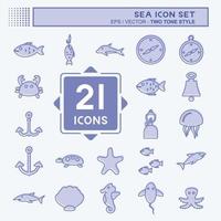 Sea Icon Set. suitable for Education symbol. two tone style. simple design editable. design template vector. simple symbol illustration vector