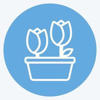 tulipanes de icono en maceta. adecuado para el símbolo de primavera. estilo de ojos azules. diseño simple editable. vector de plantilla de diseño. ilustración de símbolo simple