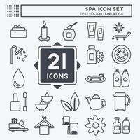 conjunto de iconos de spa. adecuado para el símbolo de spa. estilo de línea diseño simple editable. vector de plantilla de diseño. ilustración de símbolo simple