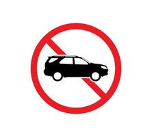 Circle Prohibited Sign For No Car. No Parking Sign. Vector illustration