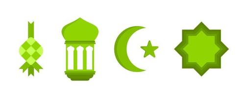 Eid mubarak green element vector design