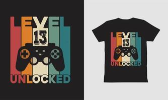 Level13 Unlocked Gaming t shirt design.