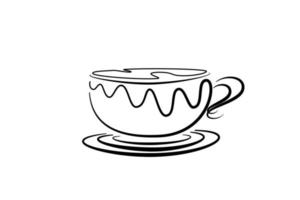 dibujo de línea de taza de café patrón de arte decorativo en taza sobre fondo blanco vector