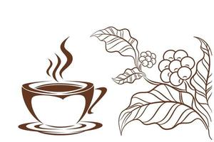 Coffee cup line drawing decorative art pattern in cup on white background vector