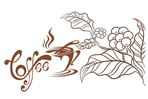 Coffee cup line drawing decorative art pattern in cup on white background