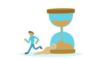 People with broken hourglass, creative ideas compete against time vector