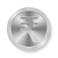 Silver coin of Indian rupee Concept of internet currency vector