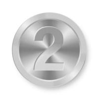 Silver coin with number two Concept of internet icon vector