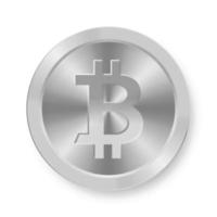Silver  coin of bitcoin Concept of web internet cryptocurrency vector