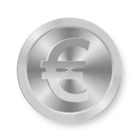 Silver coin of euro Concept of web internet currency vector